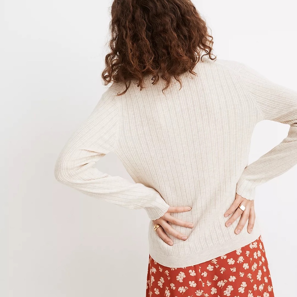Pointelle Ribbed Cardigan Sweater - Picture 6 of 9